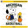 Snoopy and Woodstock Michigan basketball cartoon PNG design