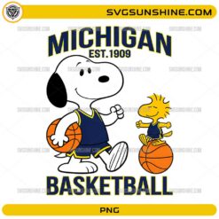 Snoopy and Woodstock Michigan basketball cartoon PNG design