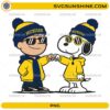 Snoopy and cartoon friend Michigan Wolverines outfit PNG design