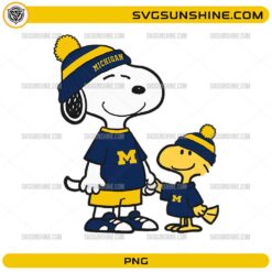 Cute Snoopy style dog Michigan basketball PNG design