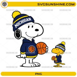 Snoopy and Woodstock Michigan basketball cartoon PNG design