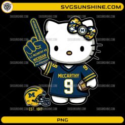 Michigan Wolverines Hello Kitty PNG JJ McCarthy #9 football cute design