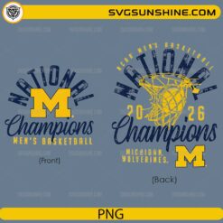 Michigan Wolverines National Champions 2026 PNG front and back basketball design