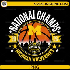 Michigan Wolverines National Champions 2026 basketball emblem PNG design
