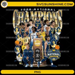 Michigan Wolverines National Champions 2026 basketball team collage PNG