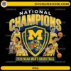 Michigan Wolverines National Champions 2026 NCAA basketball PNG design with players