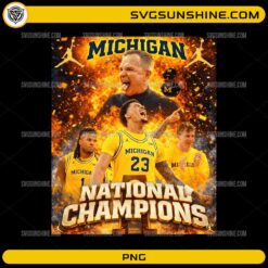 Michigan Wolverines National Champions gold basketball PNG design