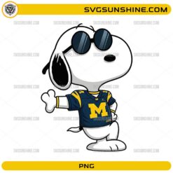 Snoopy wearing Michigan Wolverines jersey and sunglasses PNG design