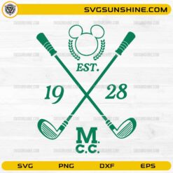 Mickey golf SVG with crossed golf clubs vintage 1928 design
