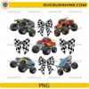 monster truck PNG bundle with checkered bows racing design