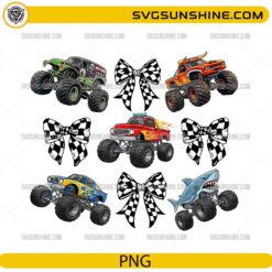 monster truck PNG bundle with checkered bows racing design