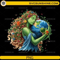 mother earth PNG nature goddess holding planet earth day design
