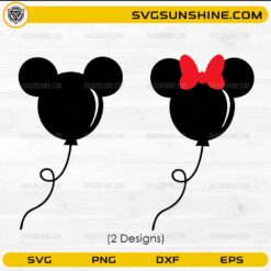 Cute mouse head balloon SVG bundle with bow and cartoon style design