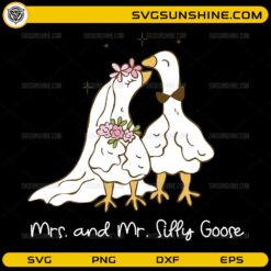 Mr and Mrs Silly Goose wedding SVG cute goose bride groom design
