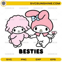 My Melody Besties SVG, Cute Best Friends Cartoon SVG PNG DXF EPS for Cricut