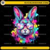 Neon Easter Bunny PNG colorful rabbit with sunglasses and paint splash design