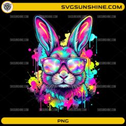 Neon Easter Bunny PNG &ndash; Stunning Colorful Rabbit with Sunglasses Design