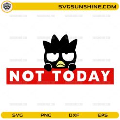not today penguin svg funny grumpy cartoon penguin with red banner design