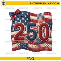 Patriotic 250 patchwork American flag vintage quilt PNG design