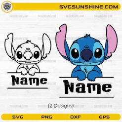 Personalized Stitch SVG with custom name peeking design for Cricut and Silhouette