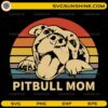Pitbull Mom SVG vintage dog lover design with happy pitbull and retro sunset