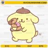 Pompompurin holding donuts cute kawaii SVG design