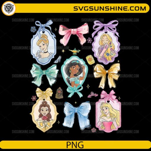 Princess Watercolor Clipart PNG with Bows and Frames