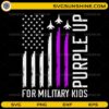 Purple Up for Military Kids SVG American flag with jets purple stripes design