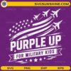 Purple Up for Military Kids SVG USA flag jets awareness design