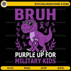 Purple Up for Military Kids SVG dinosaur purple awareness design