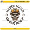 San Diego Faithful skull wearing SD cap baseball fan PNG design