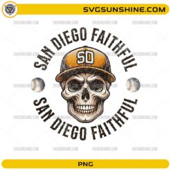 San Diego Faithful skull wearing SD cap baseball fan PNG design