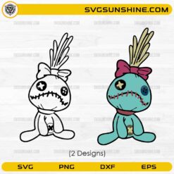 Scrump SVG bundle with cute stitched doll design in outline and color versions
