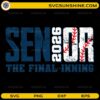 Senior 2026 baseball SVG with final inning text and baseball stitch letters