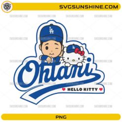 Shohei Ohtani Hello Kitty Dodgers PNG cute baseball cartoon fan design