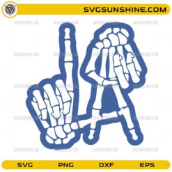 Skeleton hands forming LA sign SVG baseball inspired design