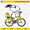 Snoopy riding bike SVG with Woodstock cartoon design