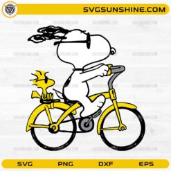 Snoopy riding bike SVG with Woodstock cartoon design
