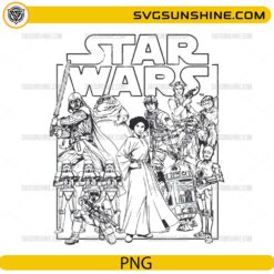 Star Wars retro minimalist line art characters PNG design