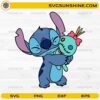 Stitch hugging Scrump cute cartoon SVG design