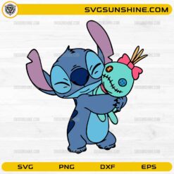 Stitch hugging Scrump cute cartoon SVG design