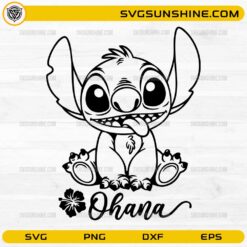 Cute Stitch outline with Ohana quote SVG design