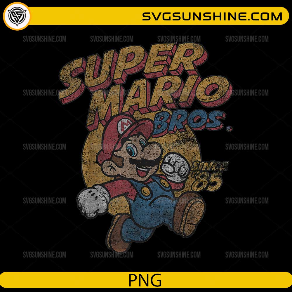 Super Mario Bros Since 85 vintage retro PNG design