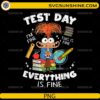 Test Day Everything Is Fine funny cartoon student with books and school supplies