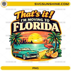 funny moving to florida beach sunset flamingo car PNG design