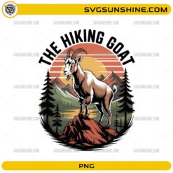 The Hiking Goat mountain goat hiking adventure PNG design