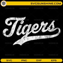 Tigers script SVG vintage distressed mascot design