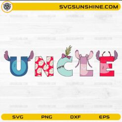Uncle stitch inspired SVG with cartoon letters and tropical design