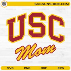 USC Mom SVG design with bold collegiate letters and script text
