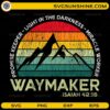 Waymaker SVG promise keeper miracle worker Christian design with sunset mountain